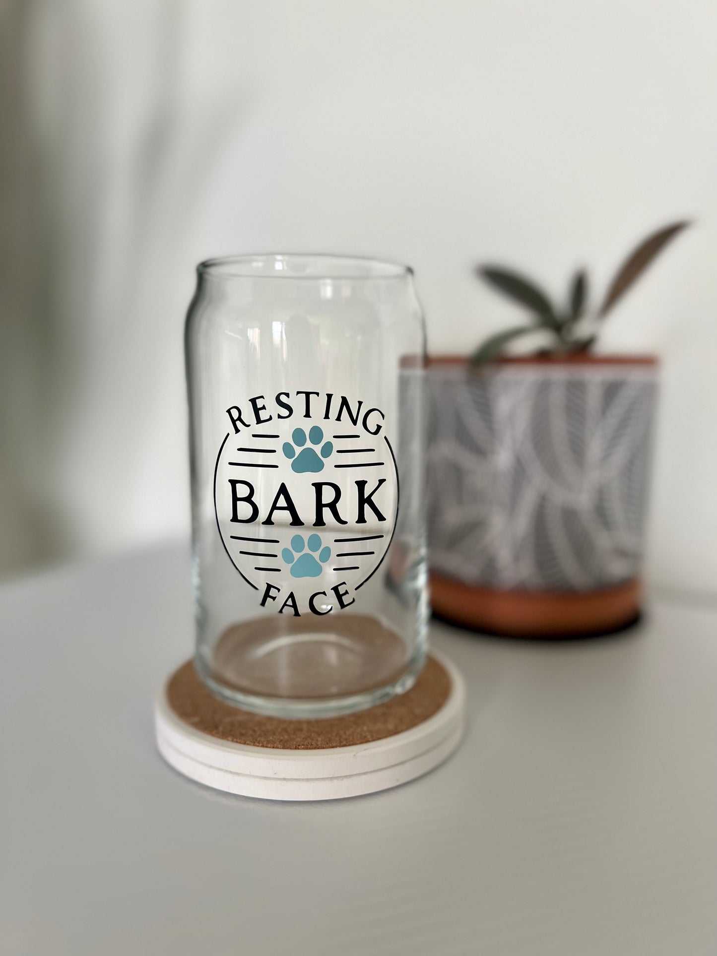 ‘Resting Bark Face’ Dog Lovers Glass Tumbler