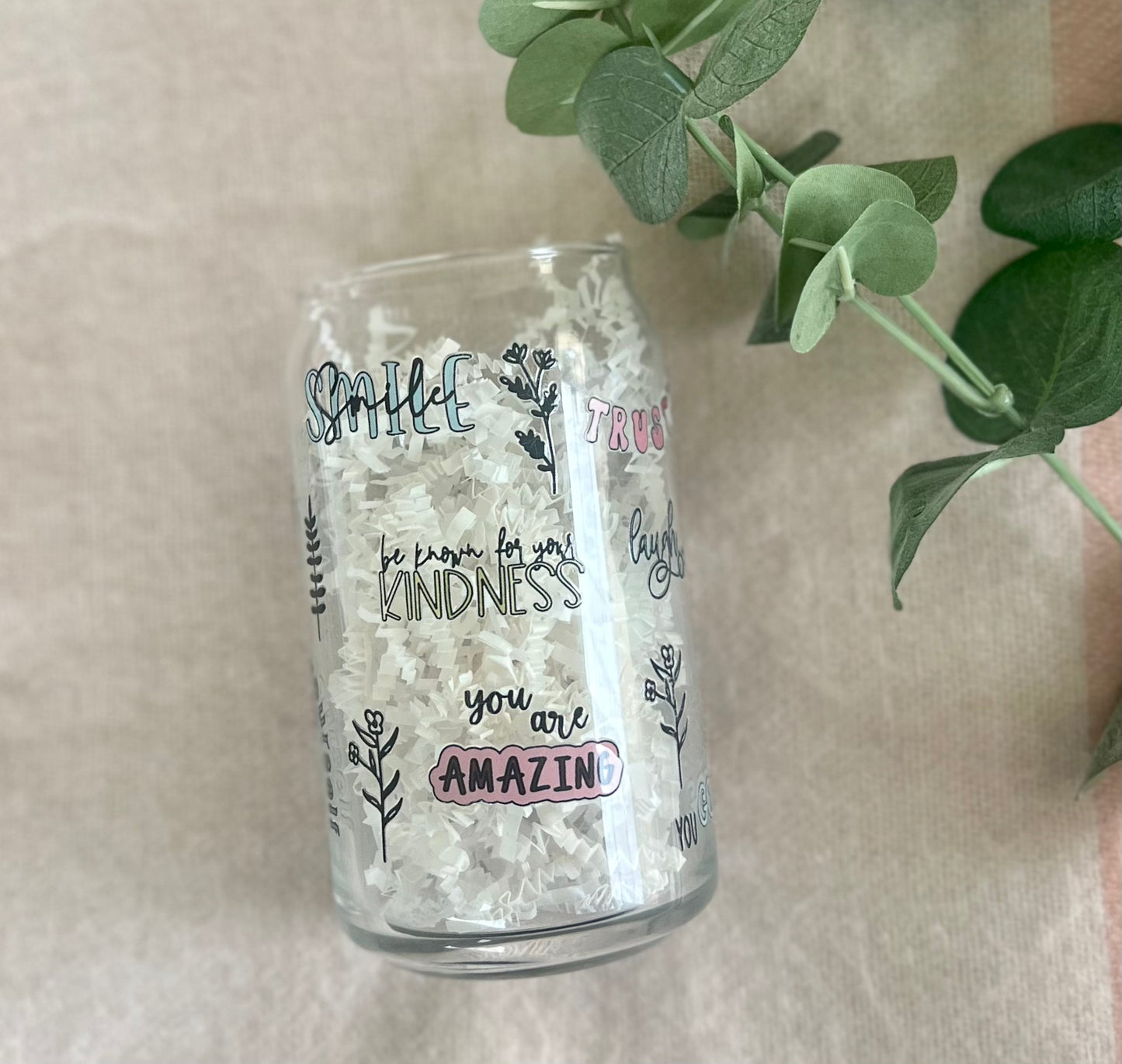 Positive Affirmations Glass Tumbler