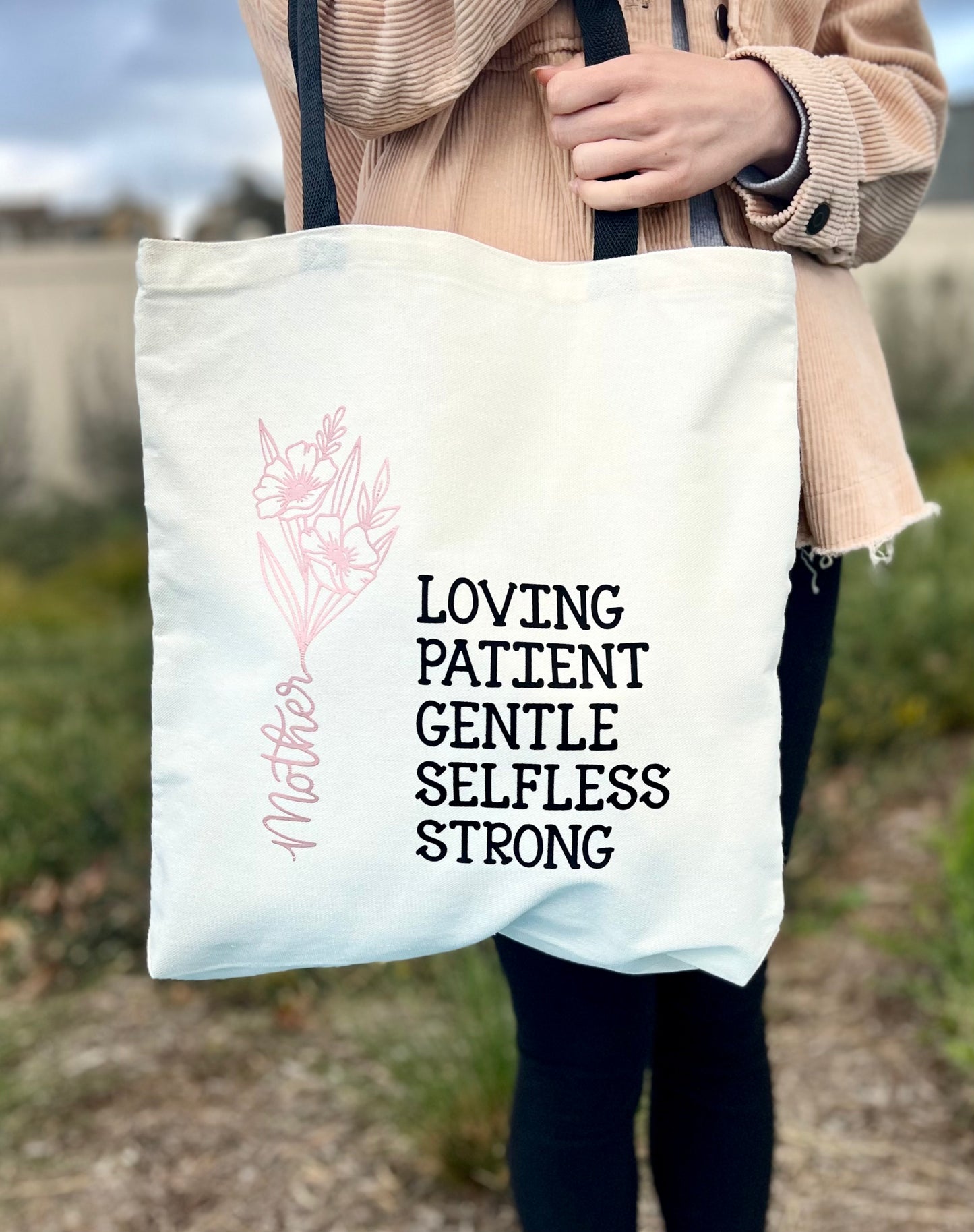 Flower Mother Description Canvas Tote Bag