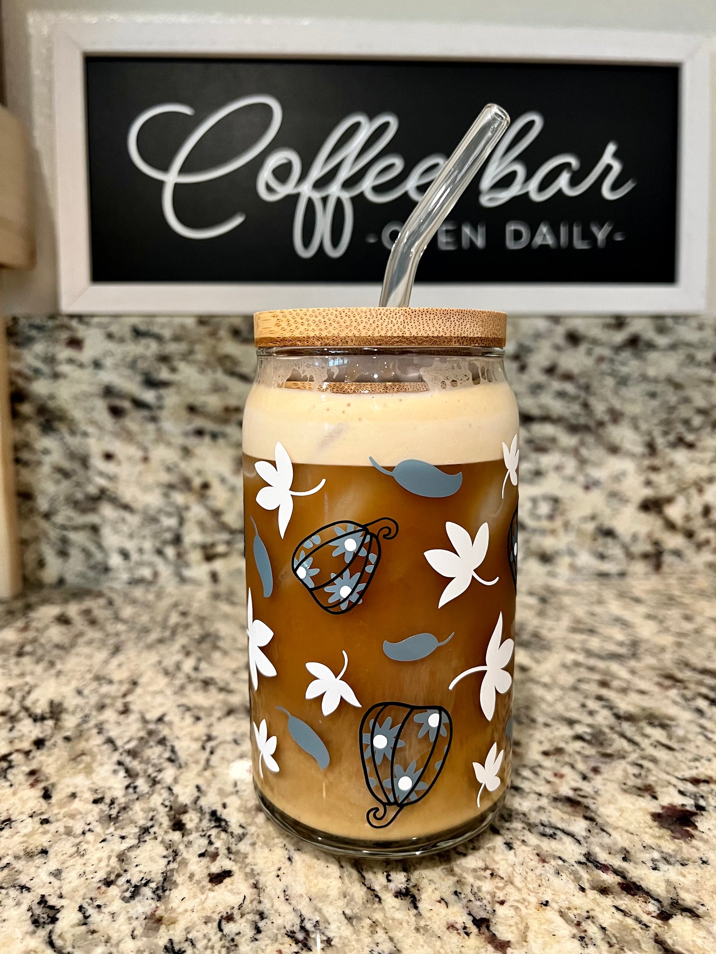 Fall Floral Pumpkin Glass Tumbler