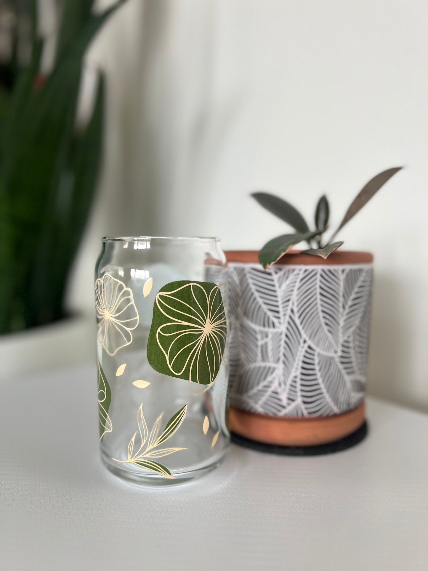 Boho Floral Glass Tumbler