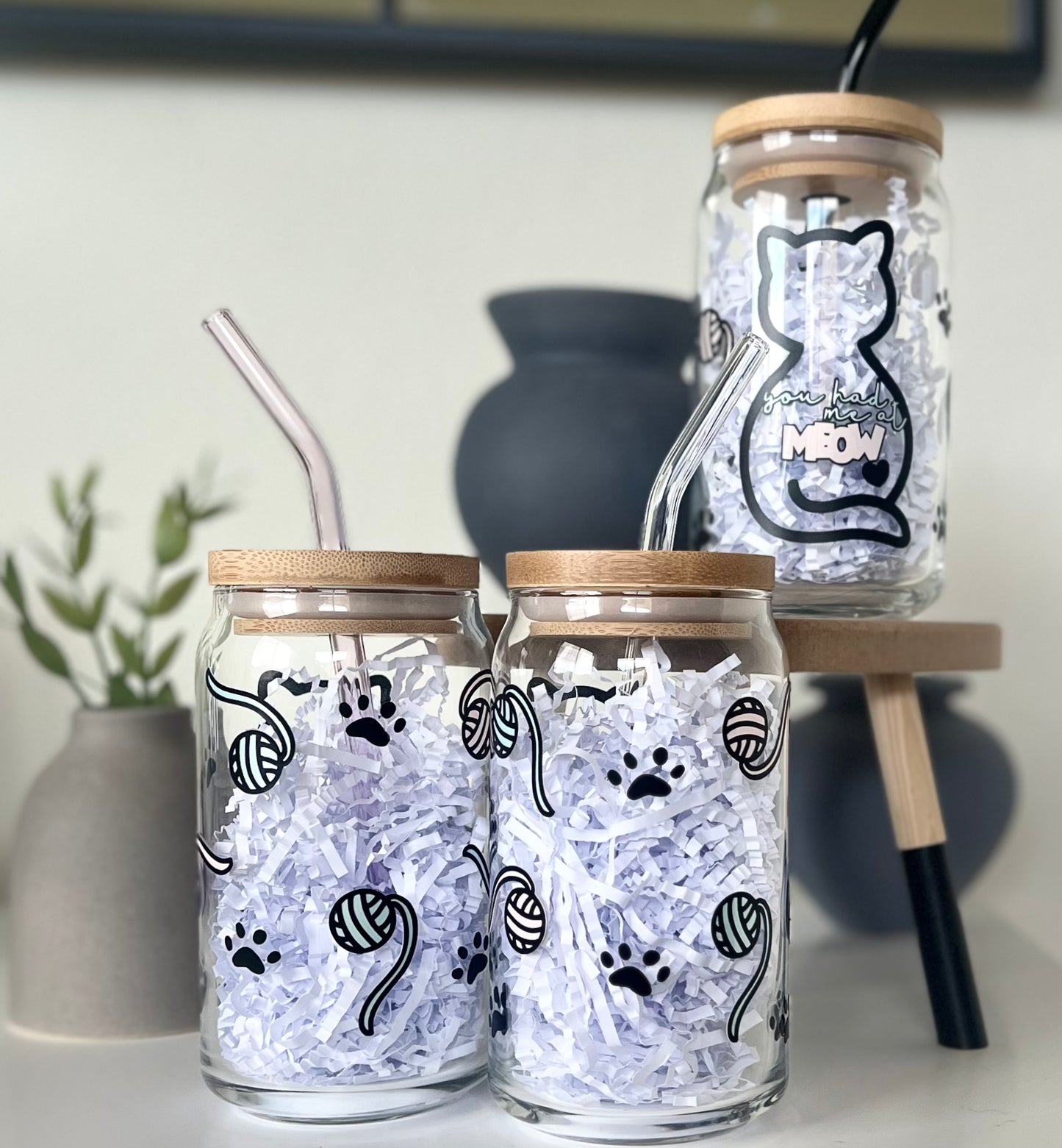 ‘You Had Me At Meow’ Cat Lovers Glass Tumbler