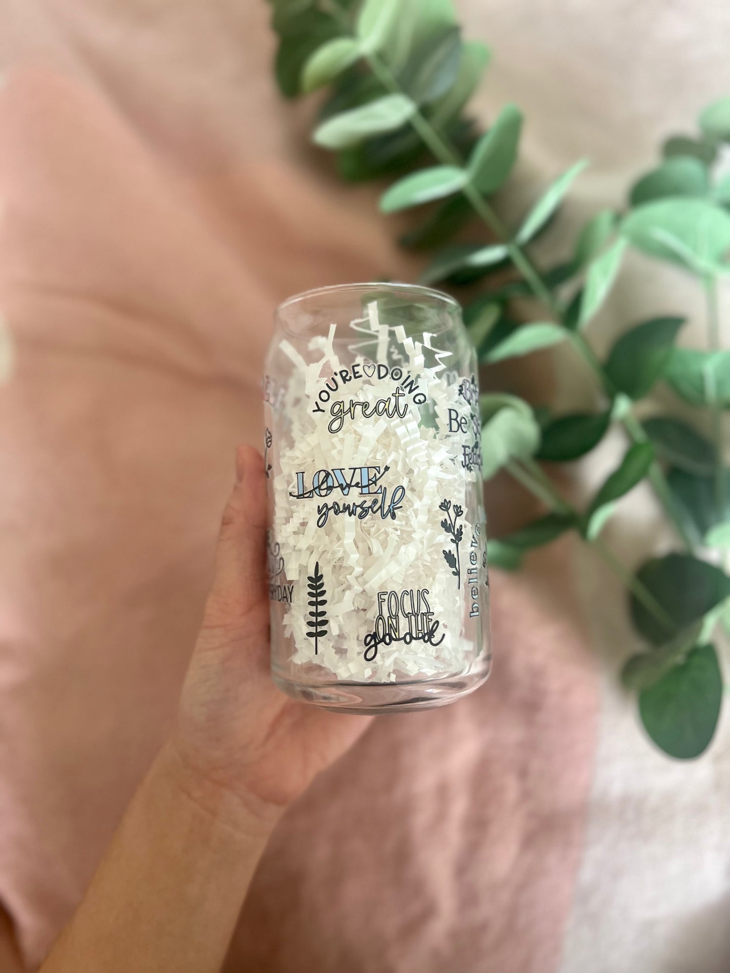 Positive Affirmations Glass Tumbler