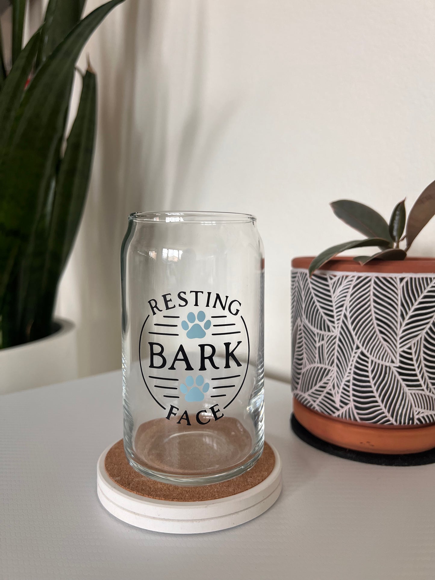 ‘Resting Bark Face’ Dog Lovers Glass Tumbler