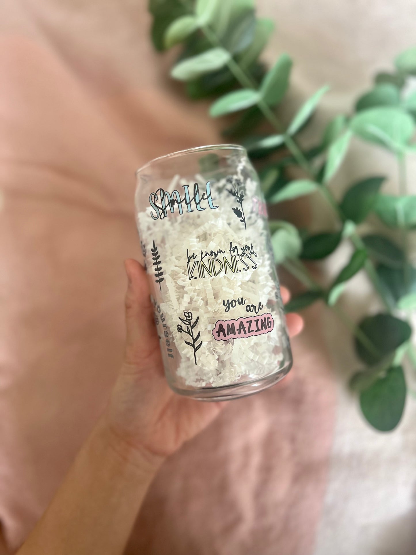 Positive Affirmations Glass Tumbler